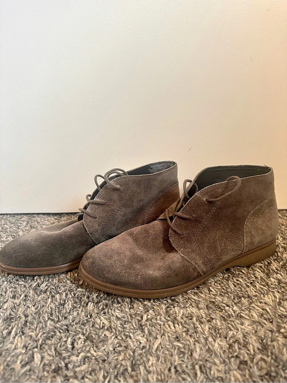 Franco Sarto Suede-Look Lace-Up Booties in Brown US 8.5